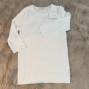 Vince Elbow Sleeve Crew Neck Tee Staple Quiet Luxury Ribbed Knit Optic White